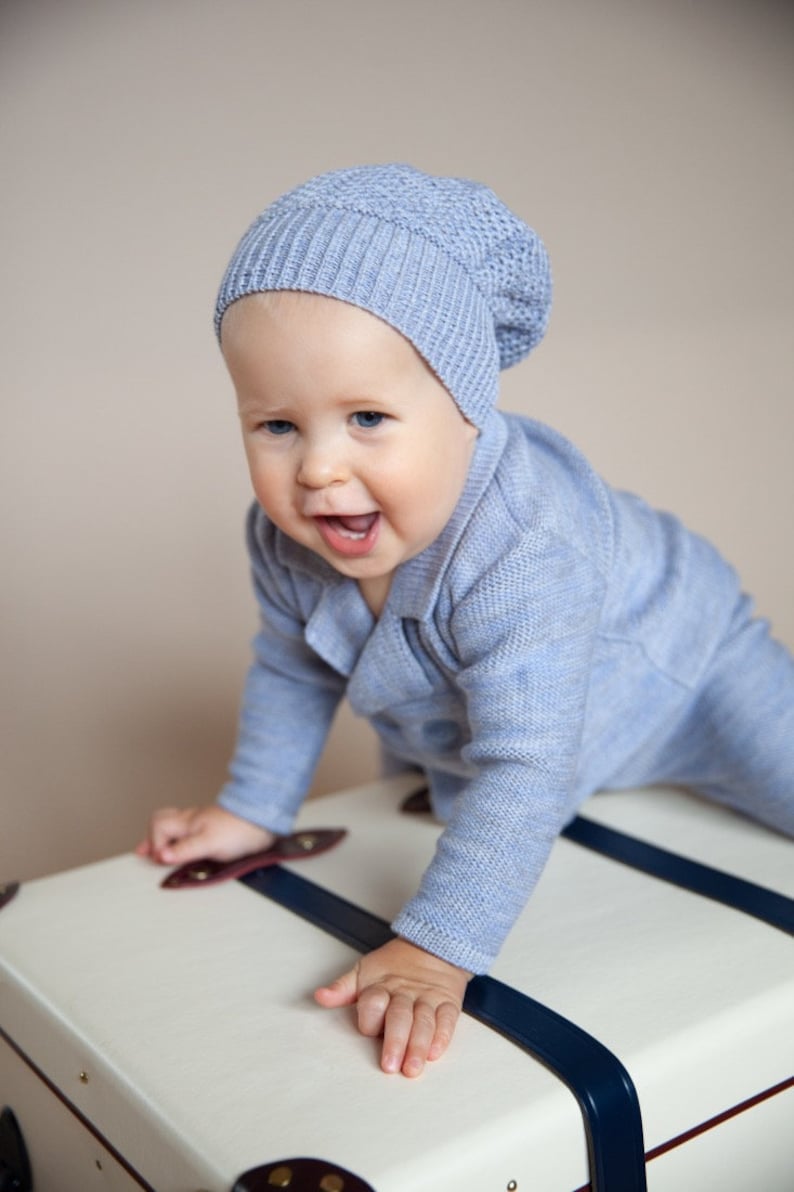 Knitted Baby Suit Wool Baby Set Boy Jacket and Pants Etsy