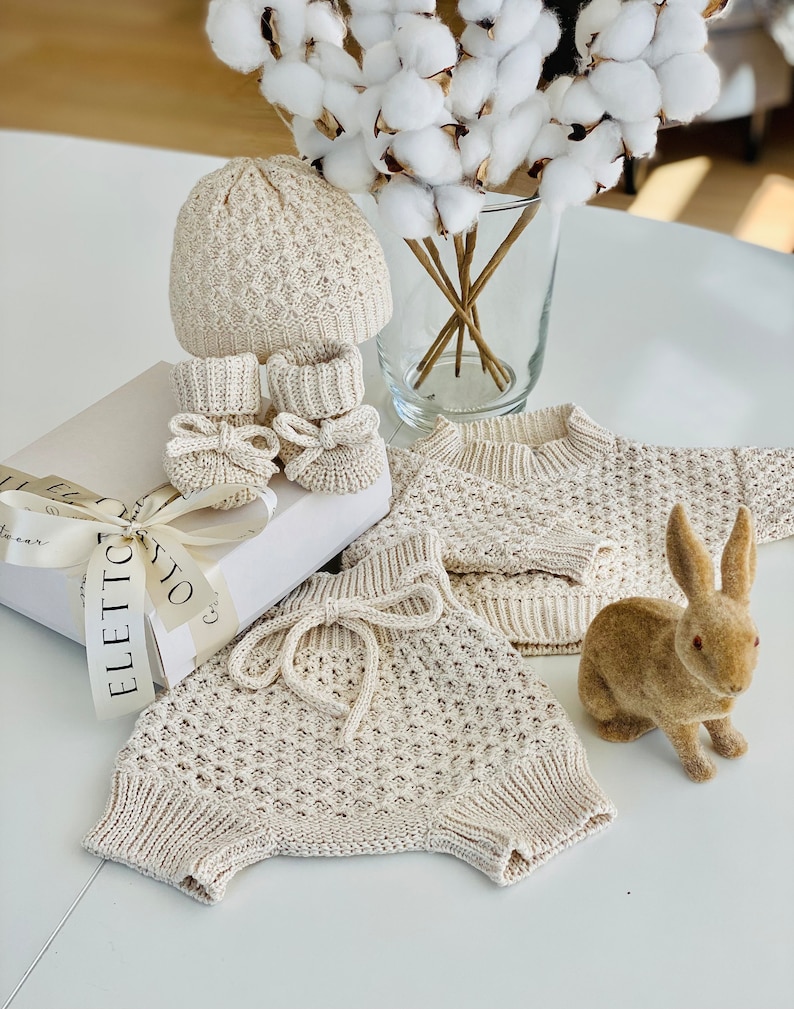 Baby Newborn Set Baby Knitted Outfit Newborn Sweater Etsy