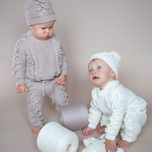 Sitter baby suit Baby girl suit Knitted baby suit Wool baby set Baby girl set Knitted baby set Wool baby hat Baby sweater image 7