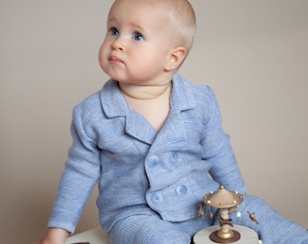 Baby Anzug gestrickt - Wolle Baby-Set - Jungen Jacke und Hose - Kleinkind Strickanzug - Baby Strickmode - Kleinkind Strickmode - Baby Junge - Baby Jungen Set