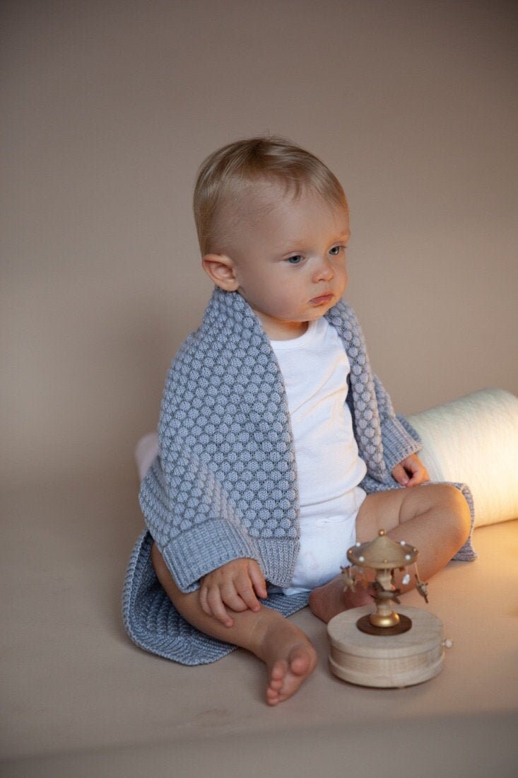 Knitted Baby Blanket - Baby Shower - Merino Wool Baby