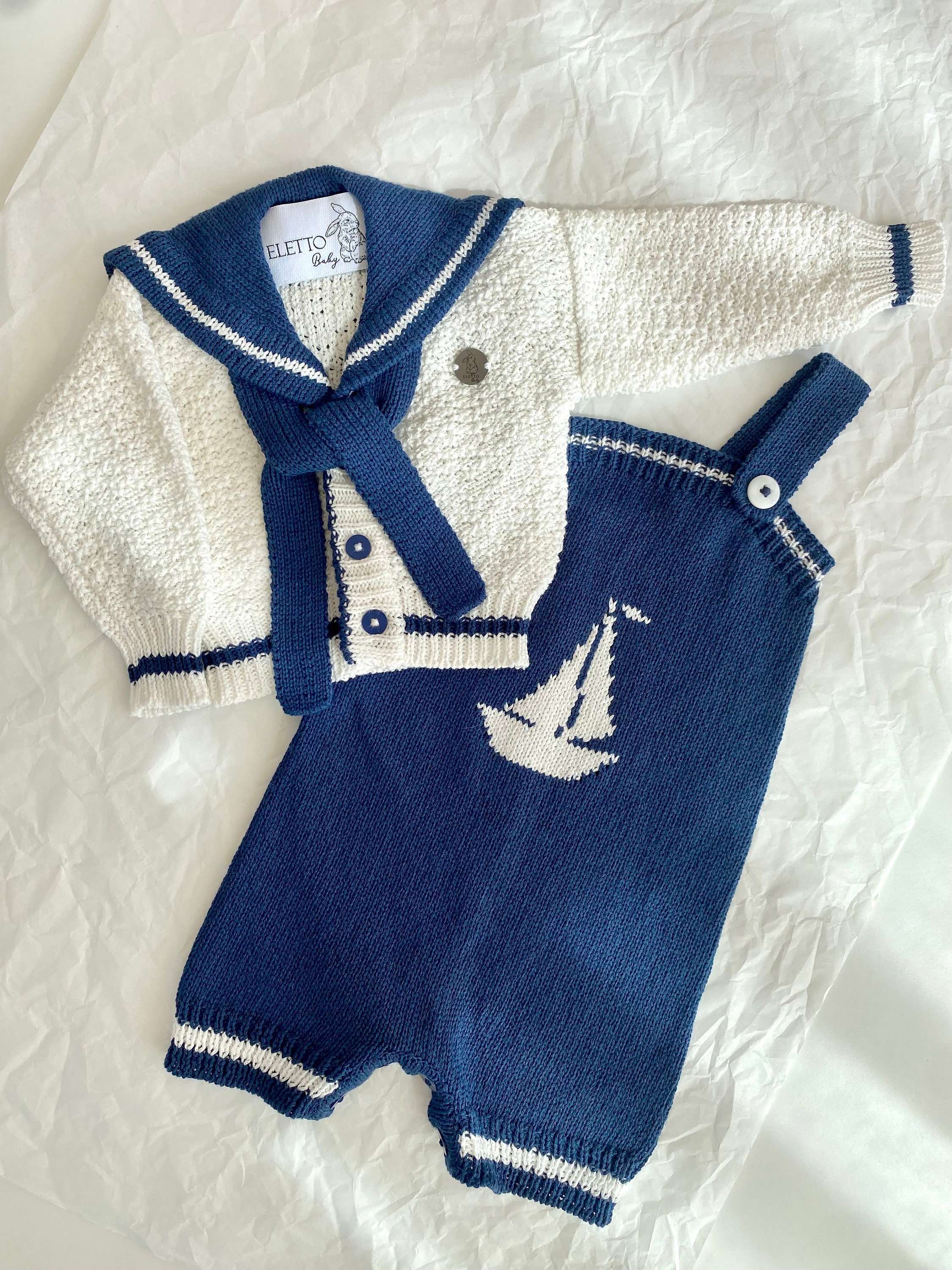 ENSEMBLE MARIN BLEU Marine Et Raye Bleu Et Blanc Pour Bebe De 28Cm EUR