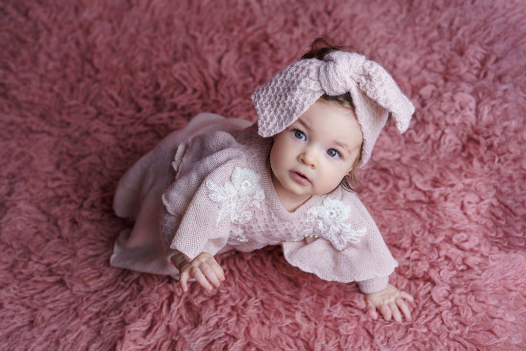 Buy Baby Girl Baby Dress Princess Dress Baby Photo Props Newborn  Outfit Baby Girl Wear Knitted Baby Dress Pink Dress Eletto Baby