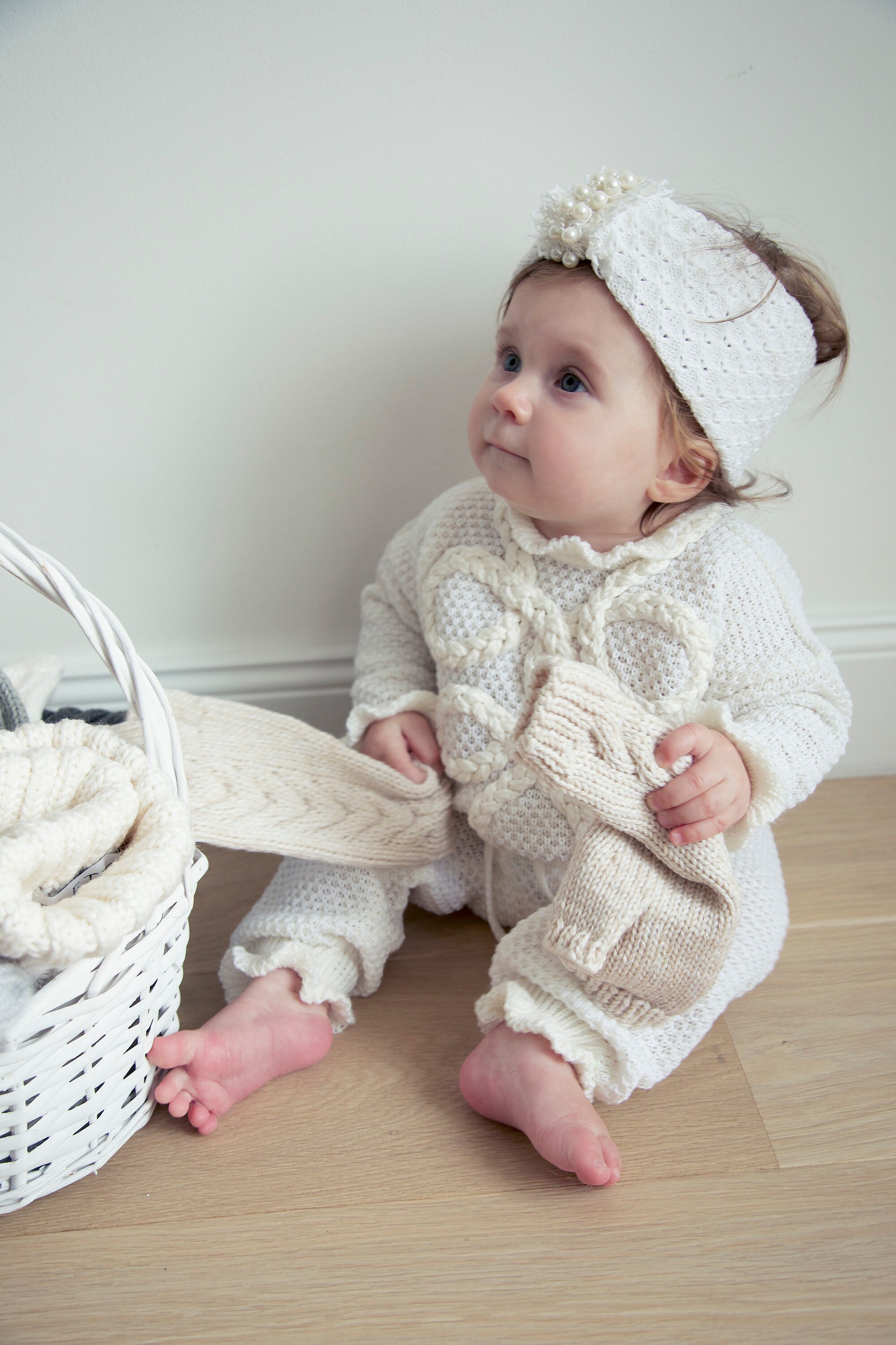 帽子 ANDMARY Baby knit babushka Ivory ANDMARY】Baby knit babushka