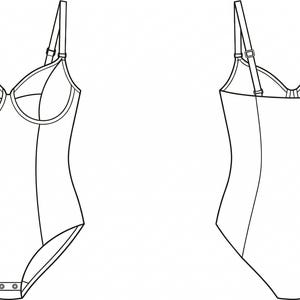 Bodysuit Block Pattern, Underwire Cup Foundation, Stretch Fabric (Layered PDF) image 6