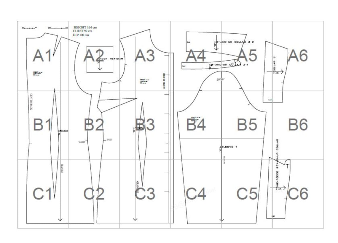 Basic Bodice Block Sewing Pattern: 4 Sleeves, 6 Collars (PDF Pattern ...