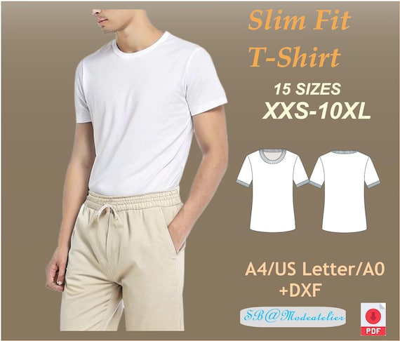 Men's Slim Fit Crewneck T-Shirt Sewing Pattern (XXS-10XL) (PDF)