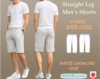 Herren Shorts mit geradem Bein Schnittmuster: Große Größe, elastische Taille (DXF-Schnittmuster)