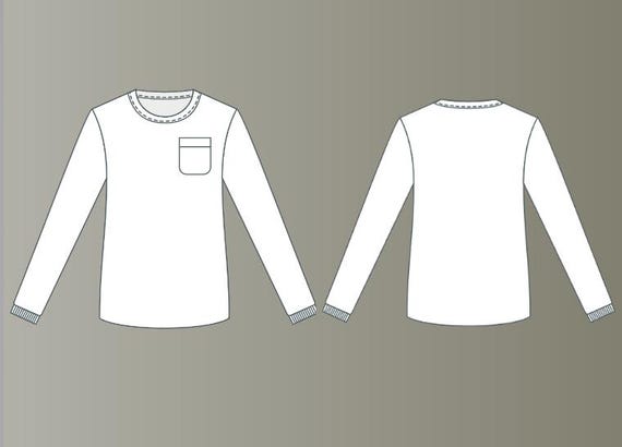 Men's Long Sleeve T-shirt Sewing Pattern: XXS-10XL (PDF Pattern