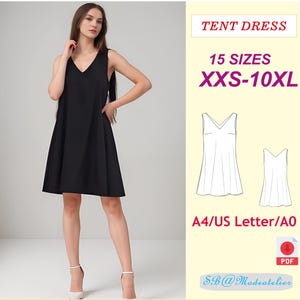 Tent Dress Sewing Pattern/Oversized Dress Pattern/Sleeveless Dress Loose Fit Pattern/Sarafan Pattern/Plus Size Dress Pattern