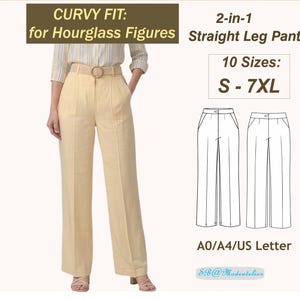 Schnittmuster für Curvy Fit Hosen Schnittmuster für klassische Hosen mit hoher/tiefer Taille/ geradem Bein in 10 Größen