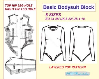 Basic Bodysuit Block Sewing Pattern: Leotard, Cosplay, Jumpsuit (Layered PDF)
