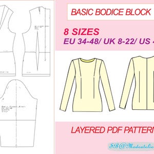 Basic Bodice Block Pattern: Woven Fabrics, Sleeves (Layered PDF)