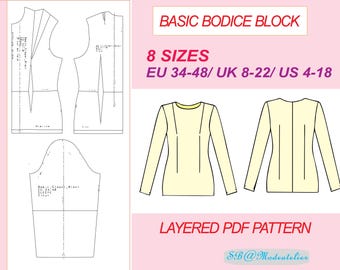 Basic Bodice Block Pattern: Woven Fabrics, Sleeves (Layered PDF)