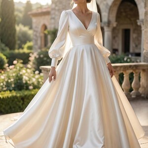 Bridal Gown Sewing Pattern: Surplice Neckline, Bishop Sleeves/Evening Dress Pattern (XXS-10XL)(PDF Pattern) image 3