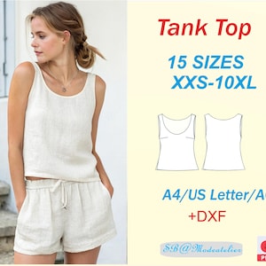 Tank Top Sewing Pattern: Easy Summer Crop Top (XXS-10XL) (PDF/DXF)