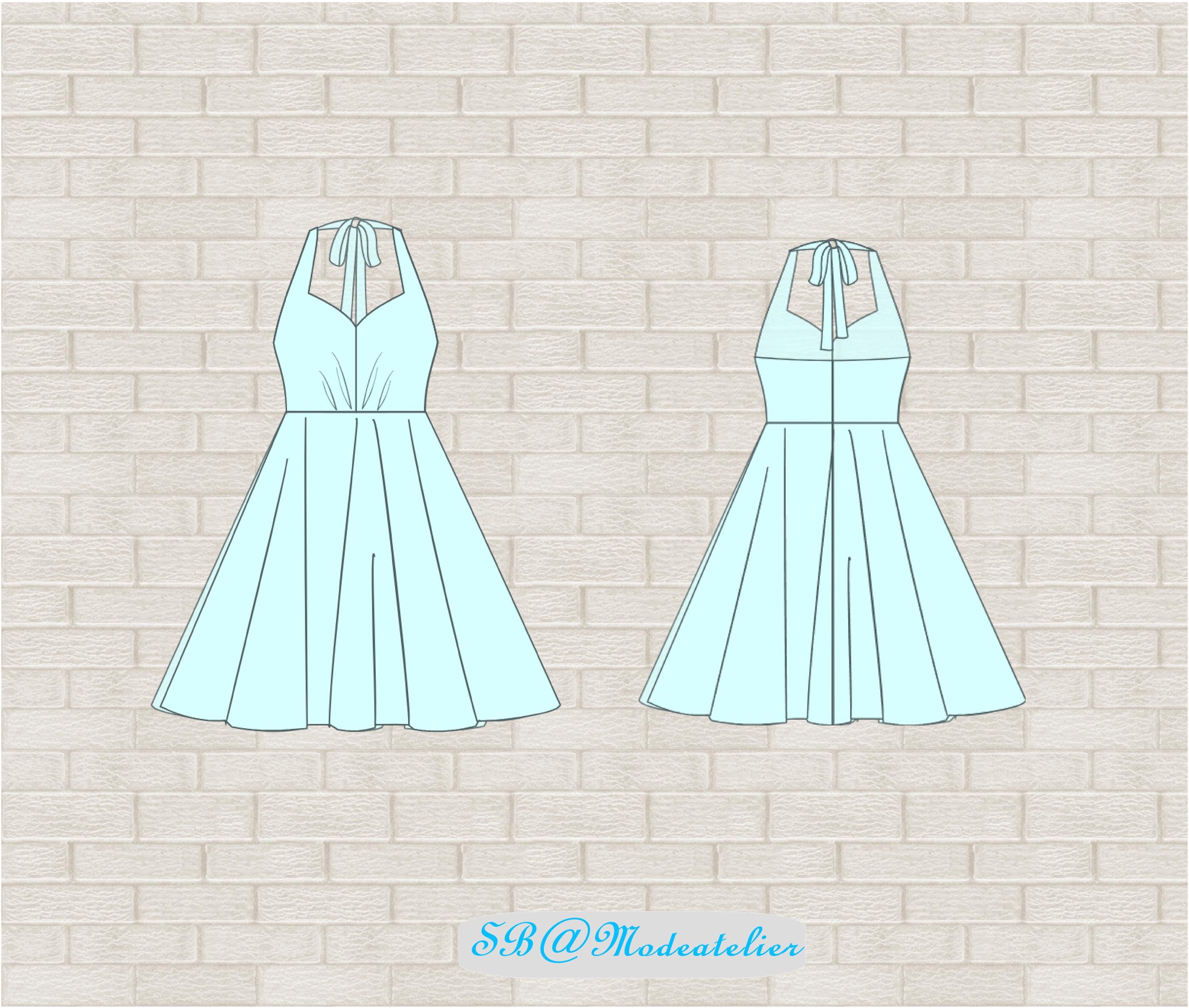 sachin and babi light blue dress 1950s Style Halter Neck Dress Pattern: Vintage Rockabilly Style (PDF  Downloadable Pattern, XXS-10XL Sizes)