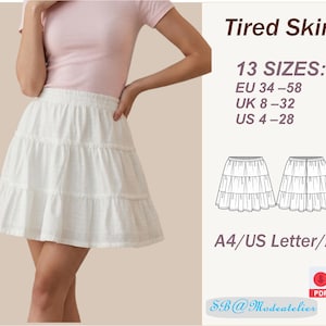 Stufenrock Schnittmuster: Boho Cottagecore Stil (PDF-Download, EU 34-58)