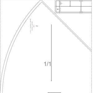 May include: A sewing pattern for a skirt back, labeled "Skirt Back 4-11 Main Fabric Cut 1" and "2/1". The pattern is on a white background with black lines.