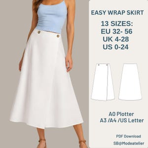 A-Line Wrap Skirt Sewing Pattern | Easy Midi DIY Summer Skirt (PDF Download)