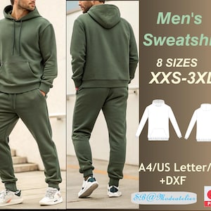 Naaipatroon heren sweater met capuchon: oversized sportkleding (XXS-5XL) (DXF-patroon)