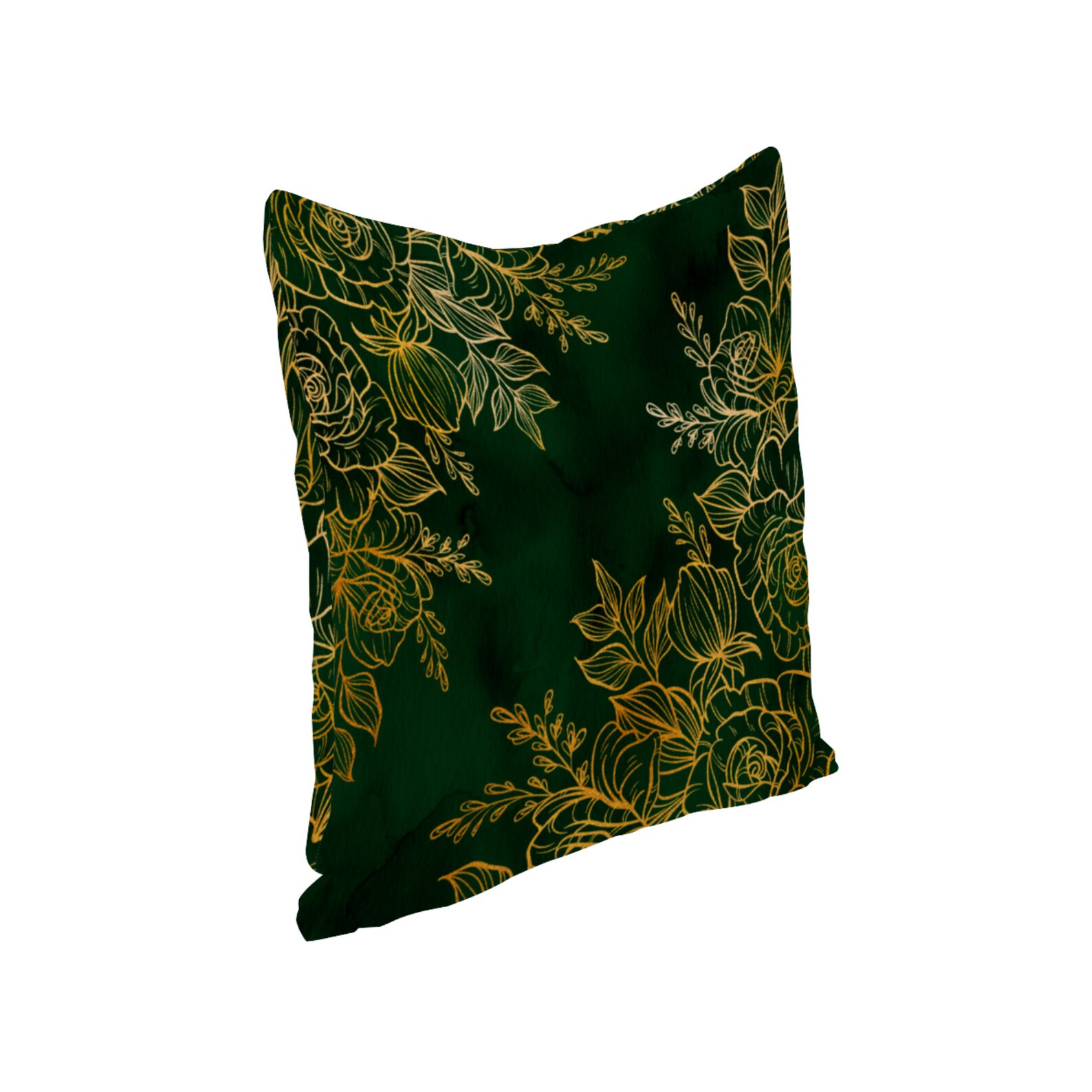 Green Cushion Covers With Gold Floral Detail Pillow Covers Etsy UK