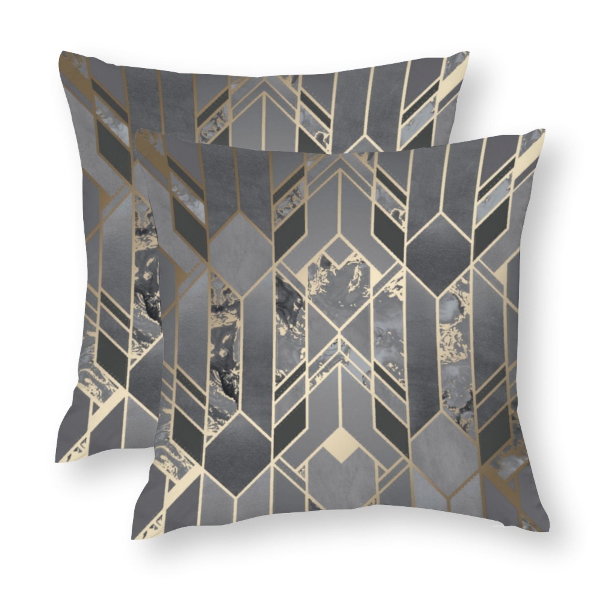Art Deco Grey Throw Pillow Covers Geometric Cushion Covers Etsy UK