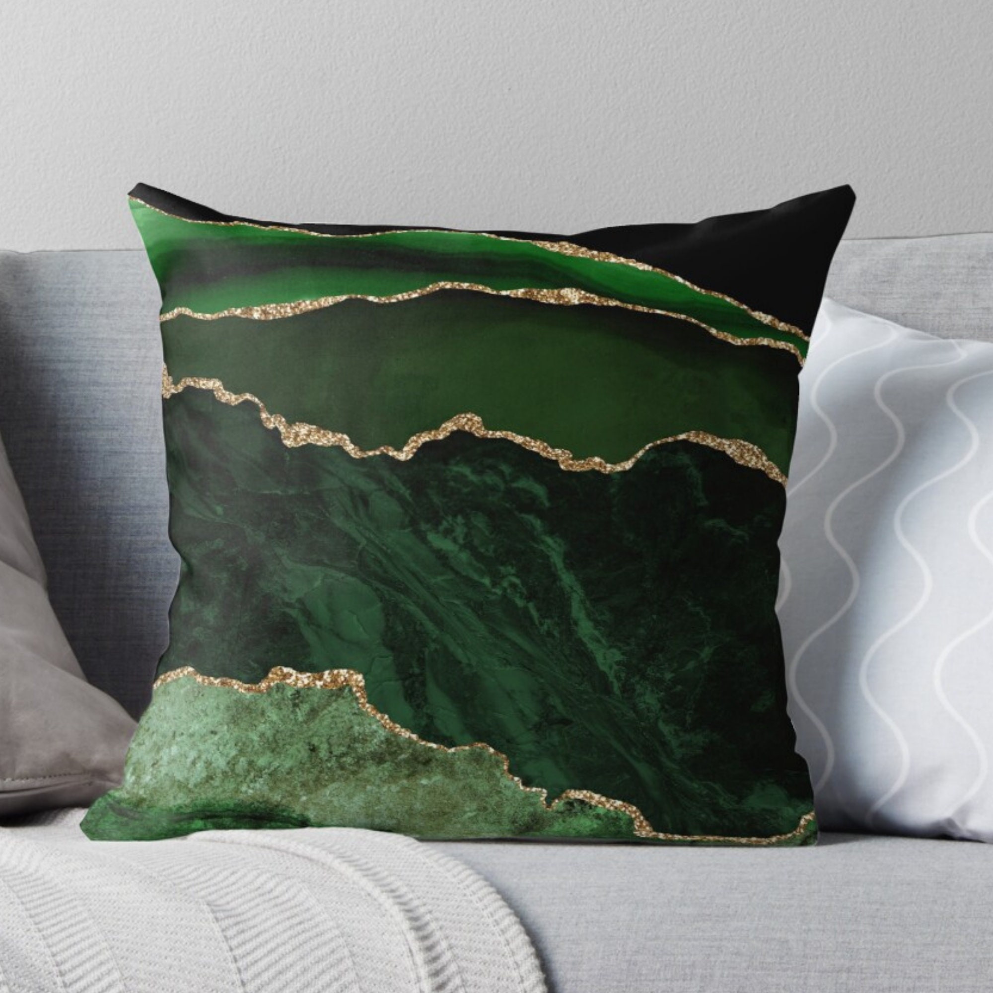 Cushion Covers UK Emerald Green & Gold Pillow Covers Throw Etsy UK
