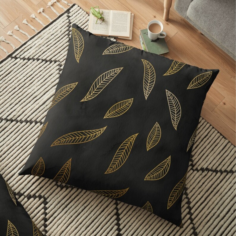 Black & Gold Cushion Covers Black Pillow Covers With Gold Etsy