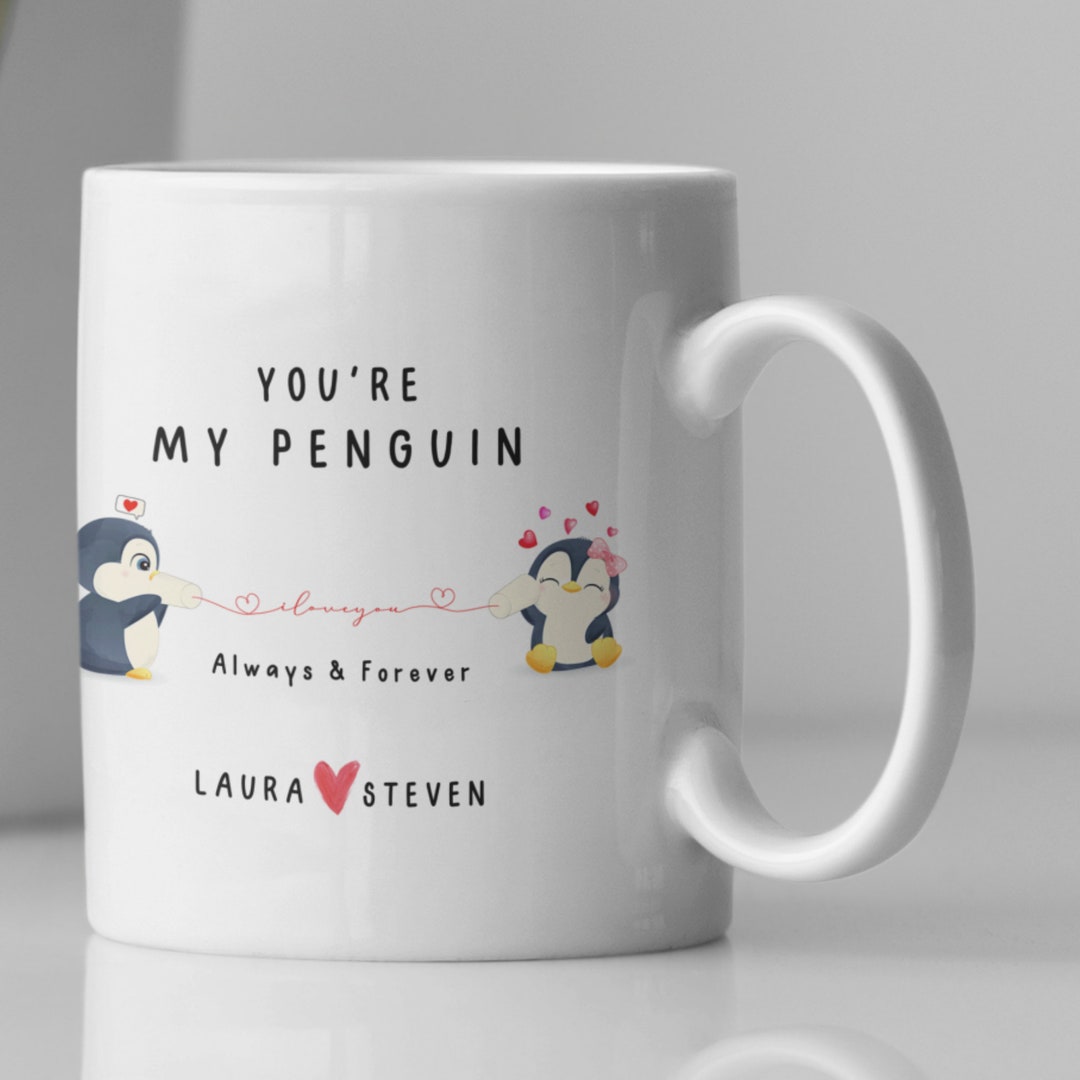 Penguin Gift Mug, Personalised Christmas Gift for Him or Her