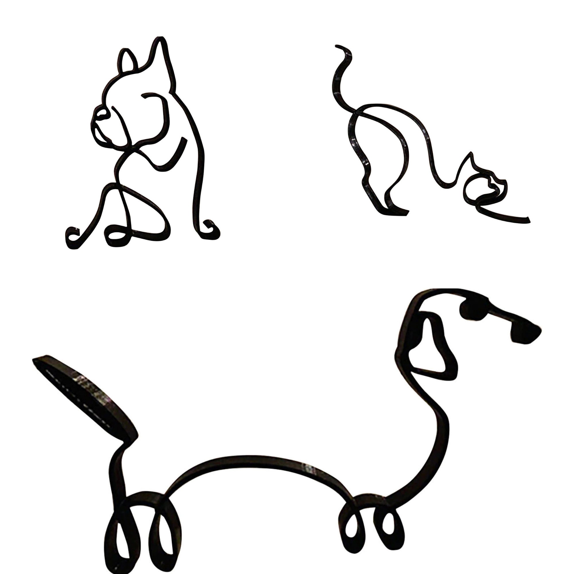 Wire Sculpture Black Abstract Metal Cat Dog Sculpture Custom Etsy