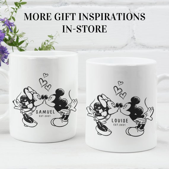 Disney White & Gray Mickey & Minnie Mouse 5-Piece Ceramic Stackable Mug Set