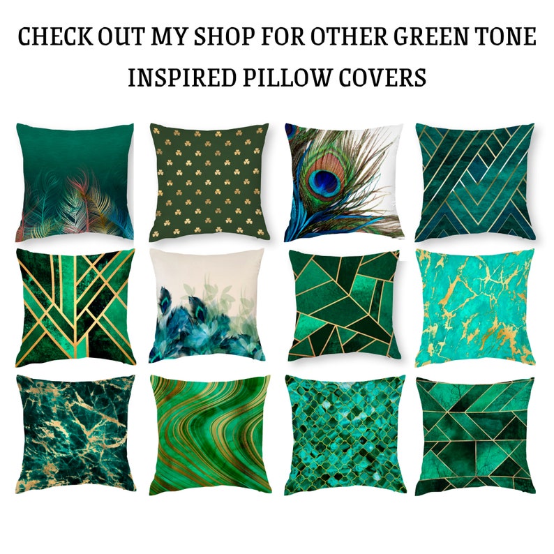 Cushion Covers UK Emerald Green & Gold Pillow Covers Throw Etsy UK