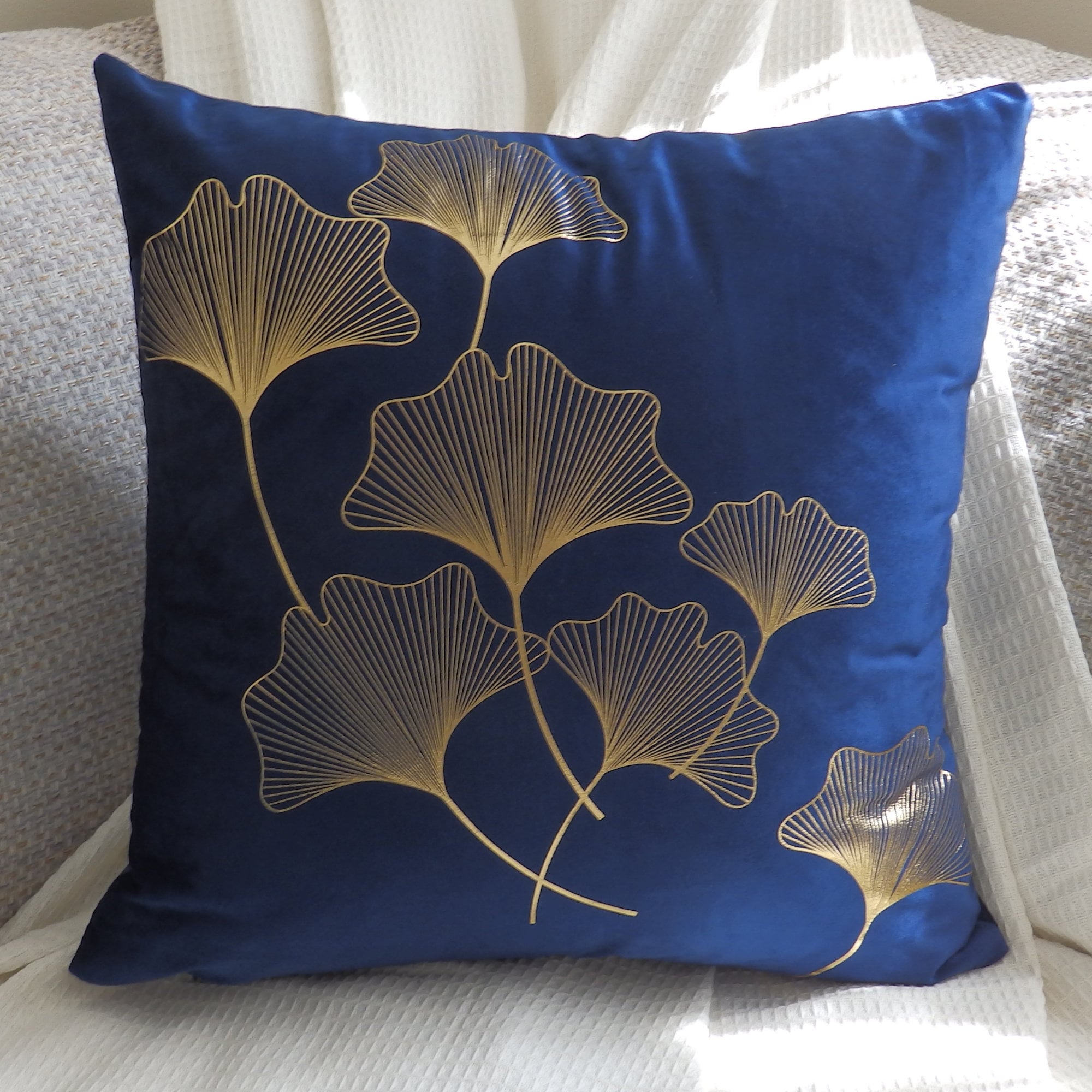 Art Deco Cushion Covers 18x18 Throw Pillow Covers Blue & Etsy
