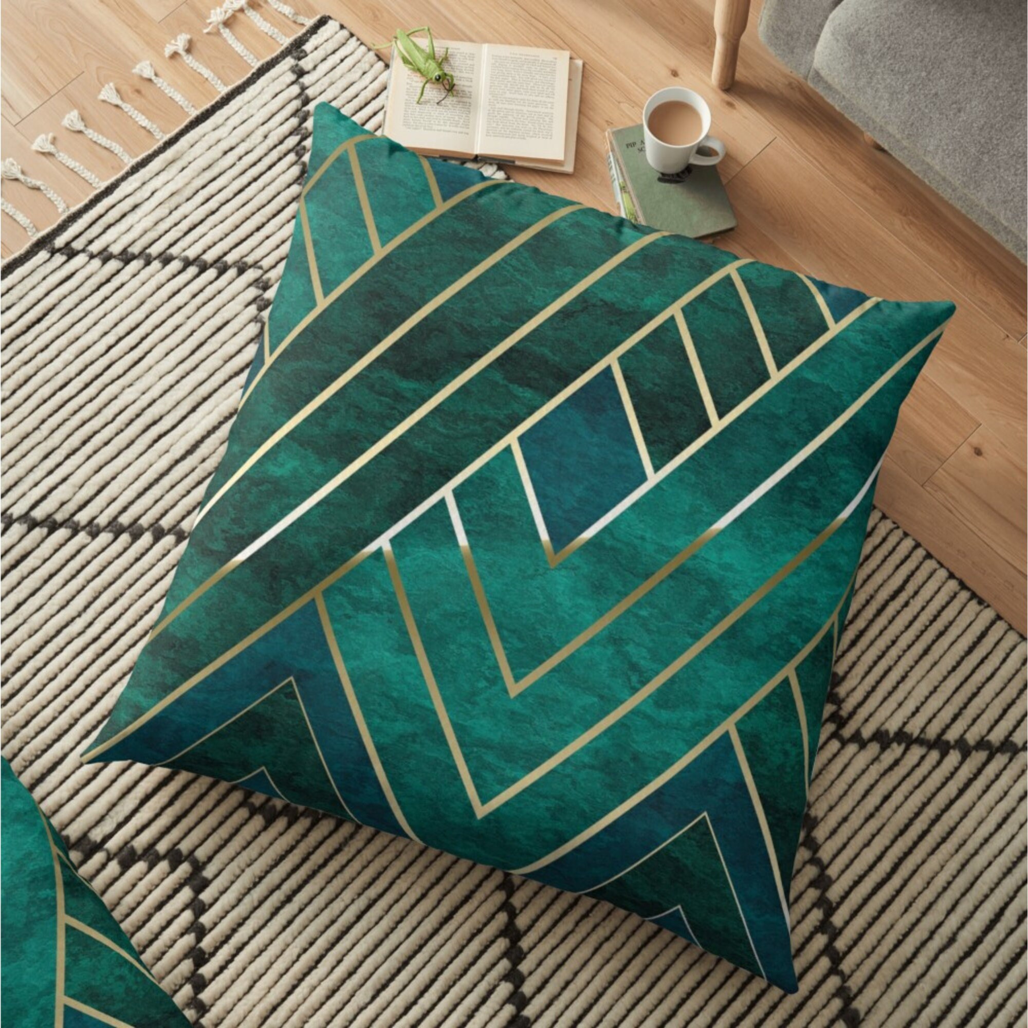Green & Gold Art Deco Cushion Covers Geometric Cushion Cover Etsy UK