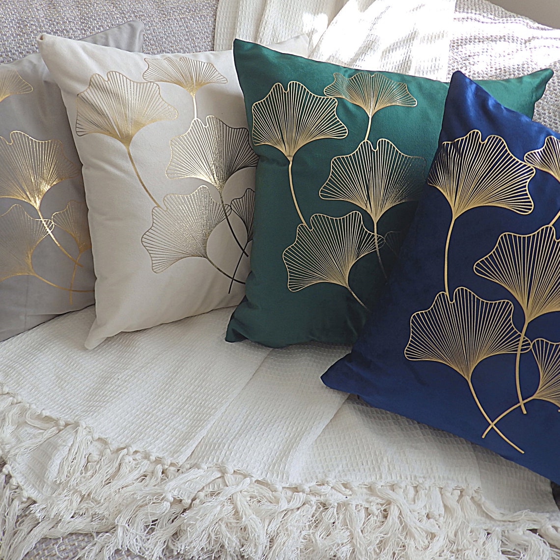 Luxury Cream & Gold Scatter Cushion Covers 18x18 Throw Pillow Etsy