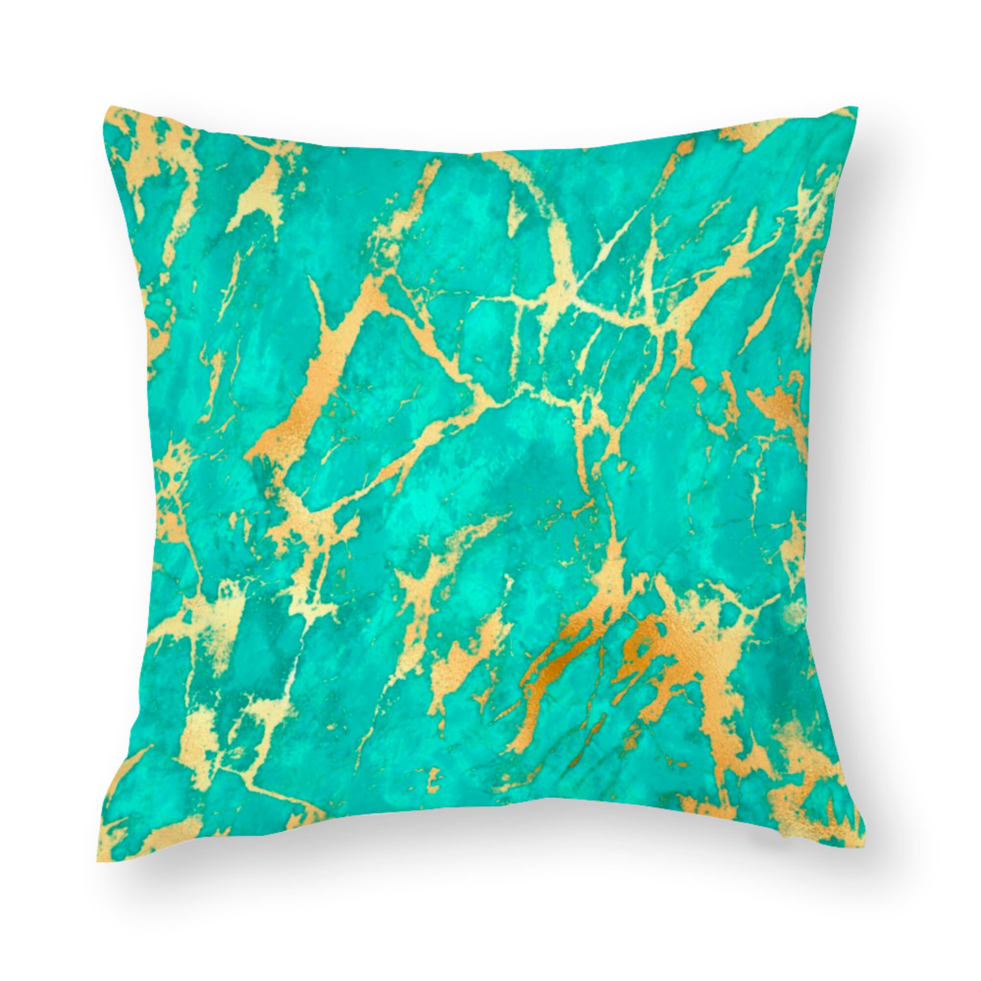 Teal & Gold Cushion Covers With Marble Effect Cushion Cover Etsy UK