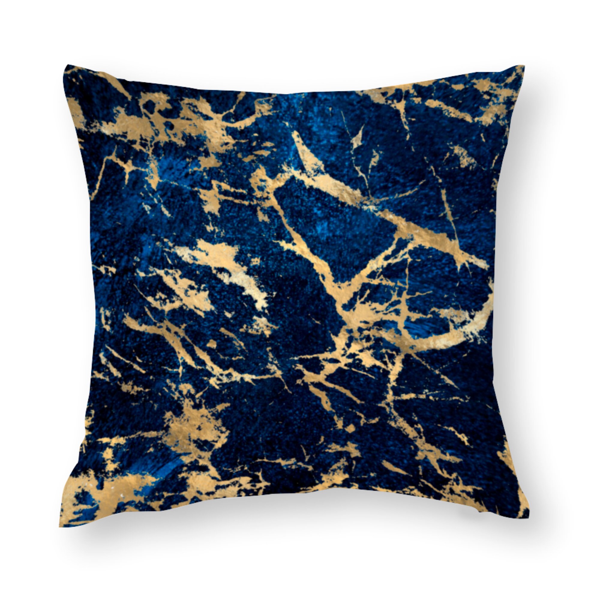 Blue & Gold Marble Cushion Covers Art Deco Cushion Cover Etsy