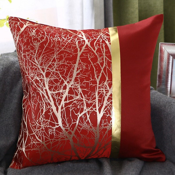 Red Gold Pillow Etsy