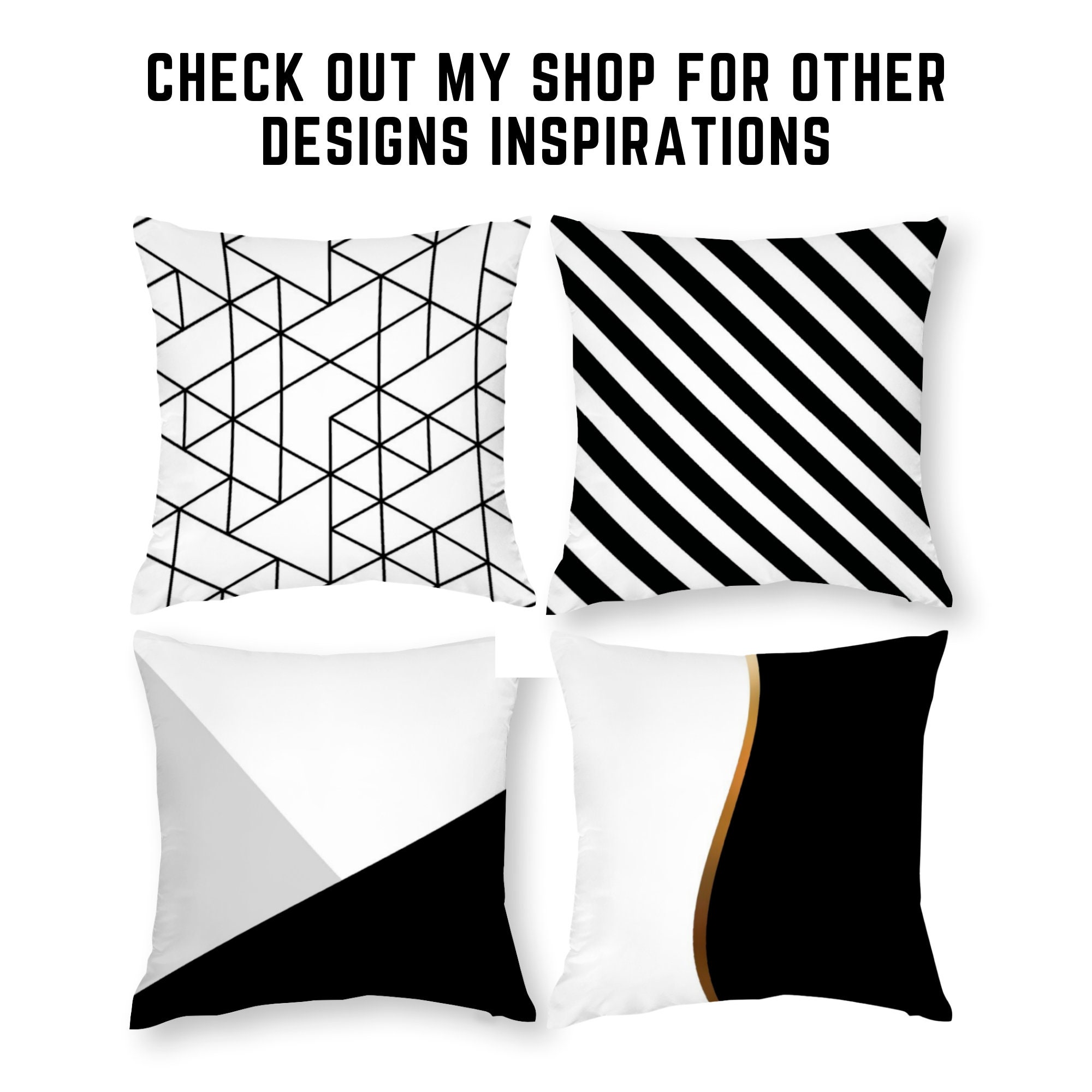 Black White & Grey Pillow Cover Geometric Cushion Cover Etsy UK