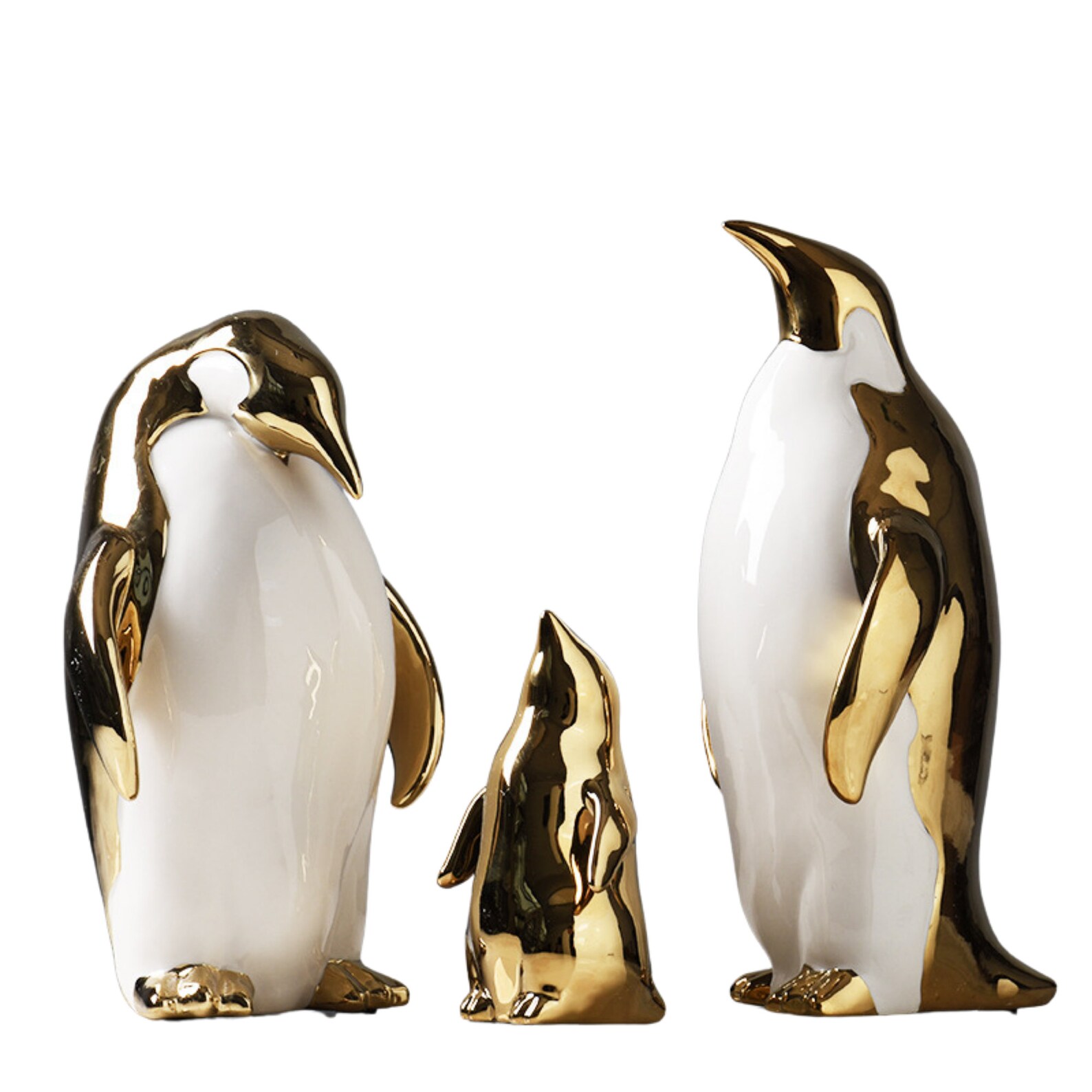 Gold Ceramic Penguin Ornament Penguin Gift Penguin Figurines Etsy