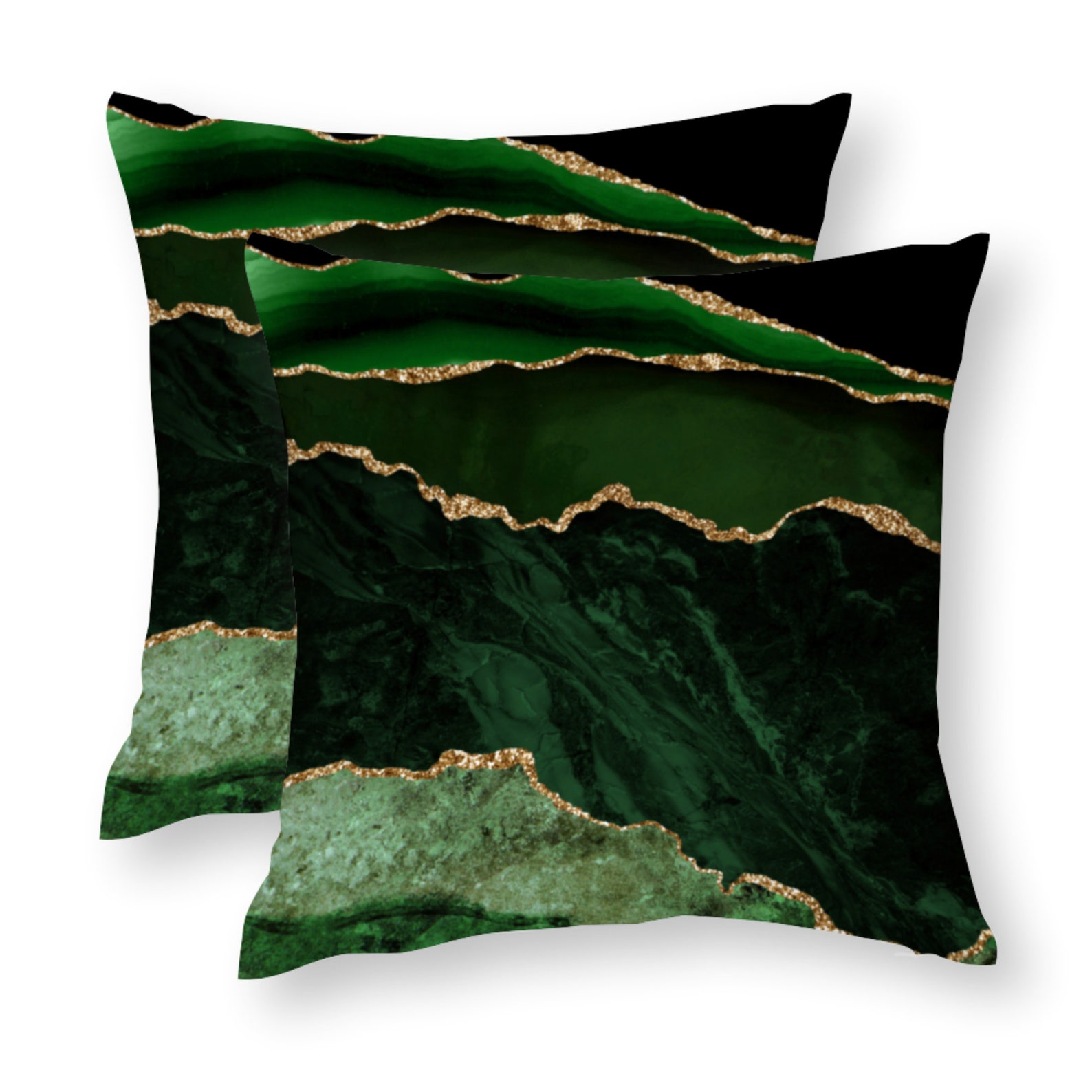 Cushion Covers UK Emerald Green & Gold Pillow Covers Throw Etsy UK