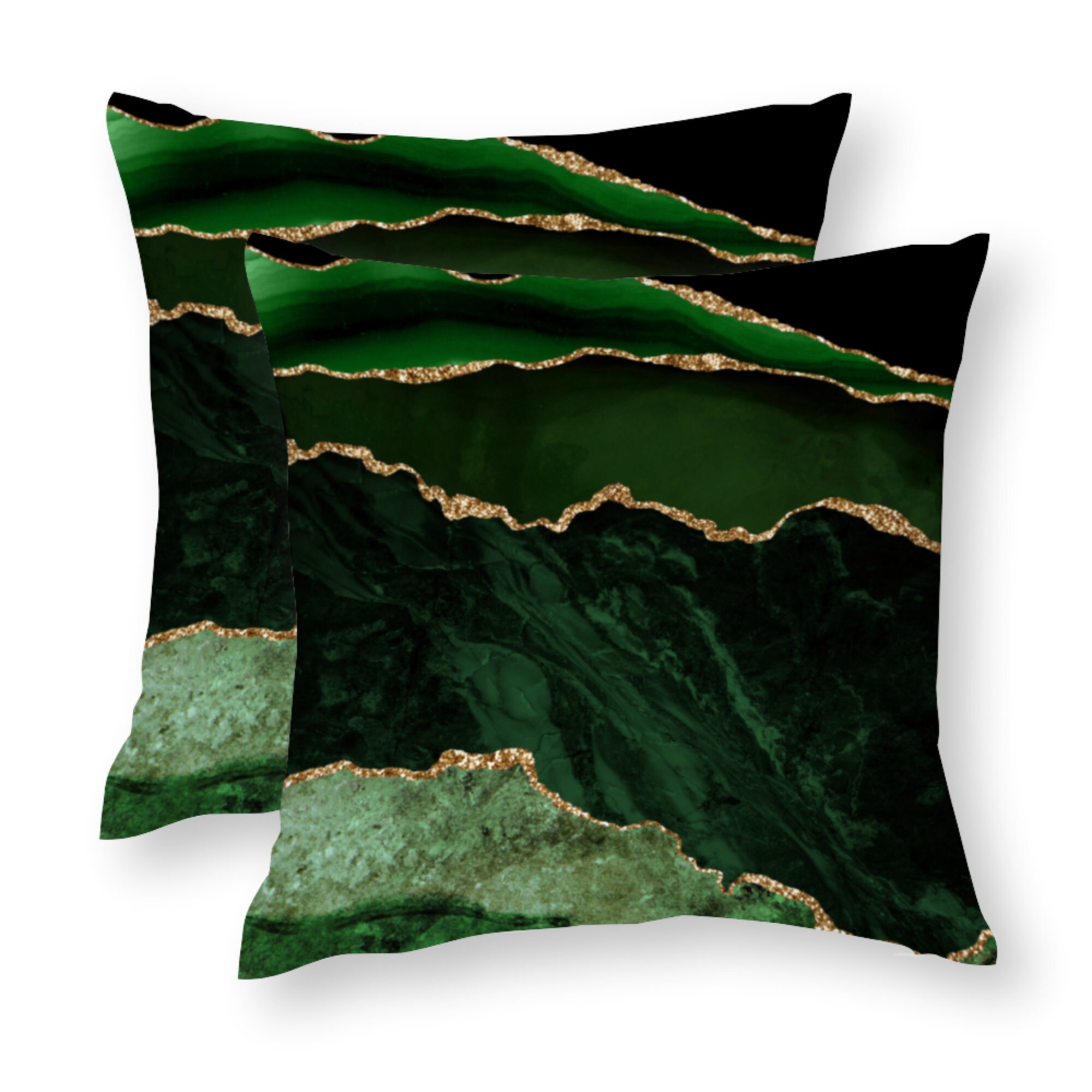 Cushion Covers UK Emerald Green & Gold Pillow Covers Throw Etsy UK