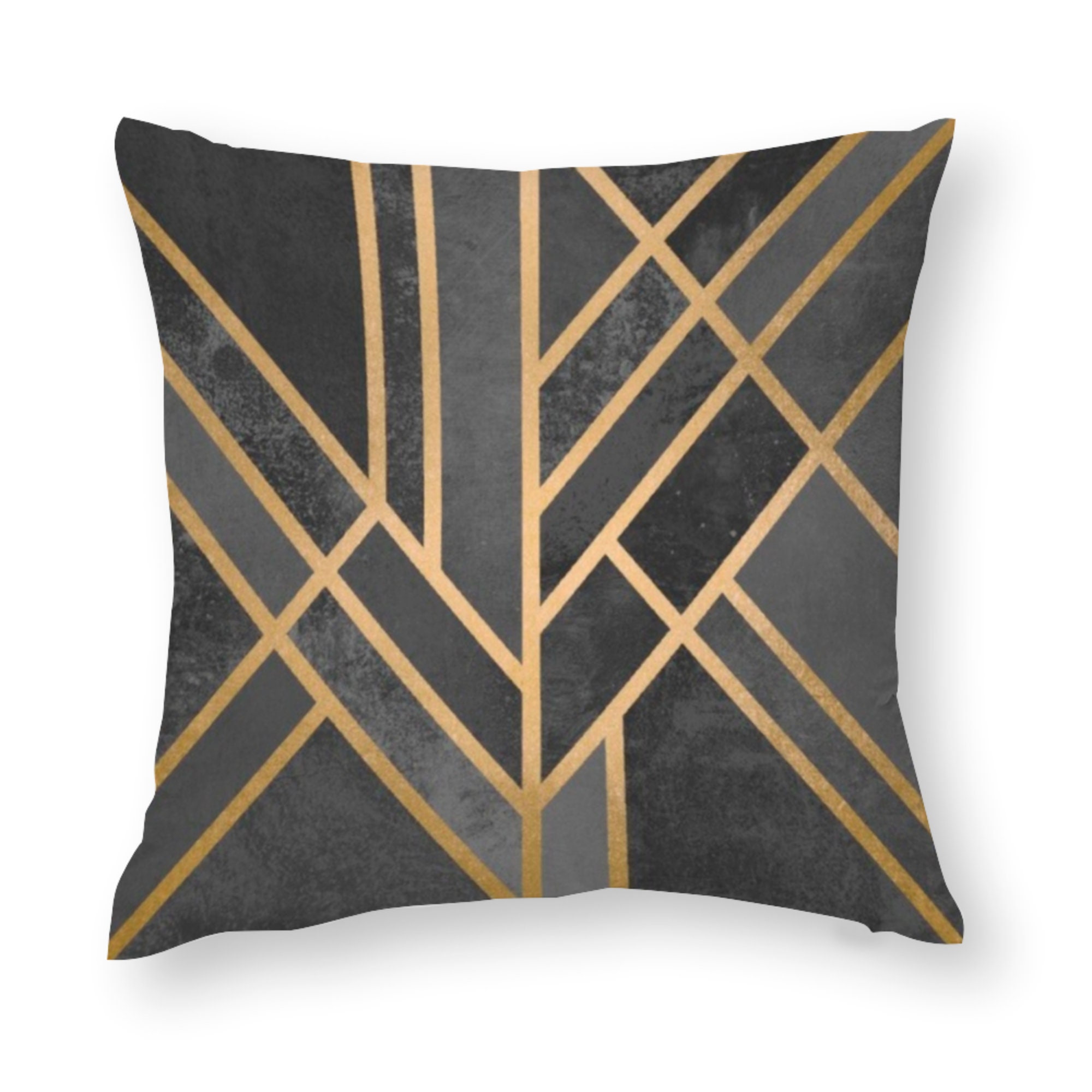 Art Deco Geometric Grey & Gold Cushion Covers Pillow Covers Etsy UK