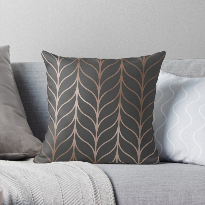 Geometric Grey & Rose Gold Cushion Covers Art Deco Cushion Etsy UK
