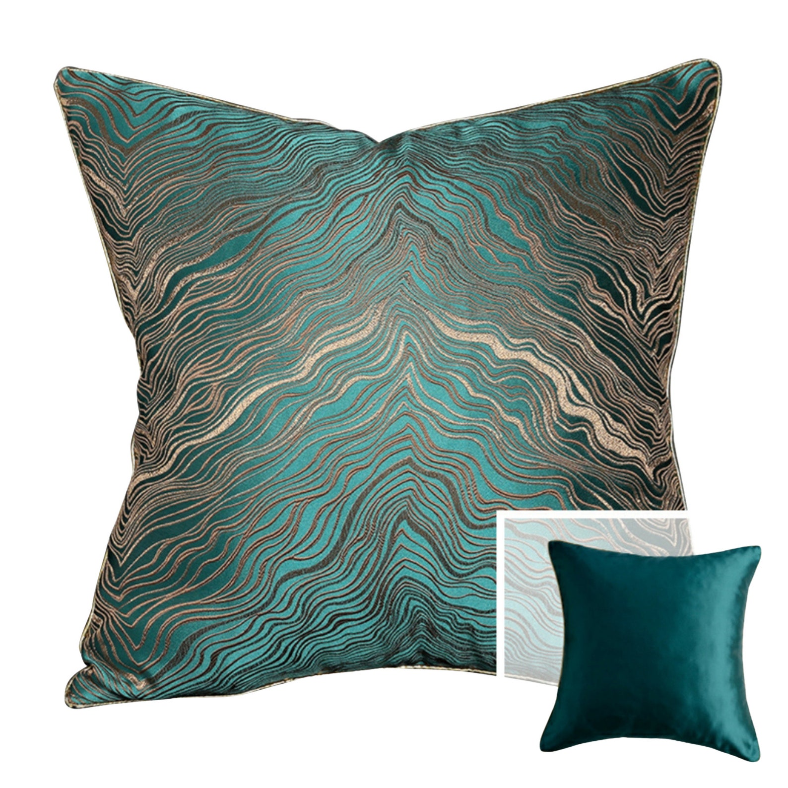 Art Deco Cushion Covers Green Throw Pillow Covers With Bronze Etsy