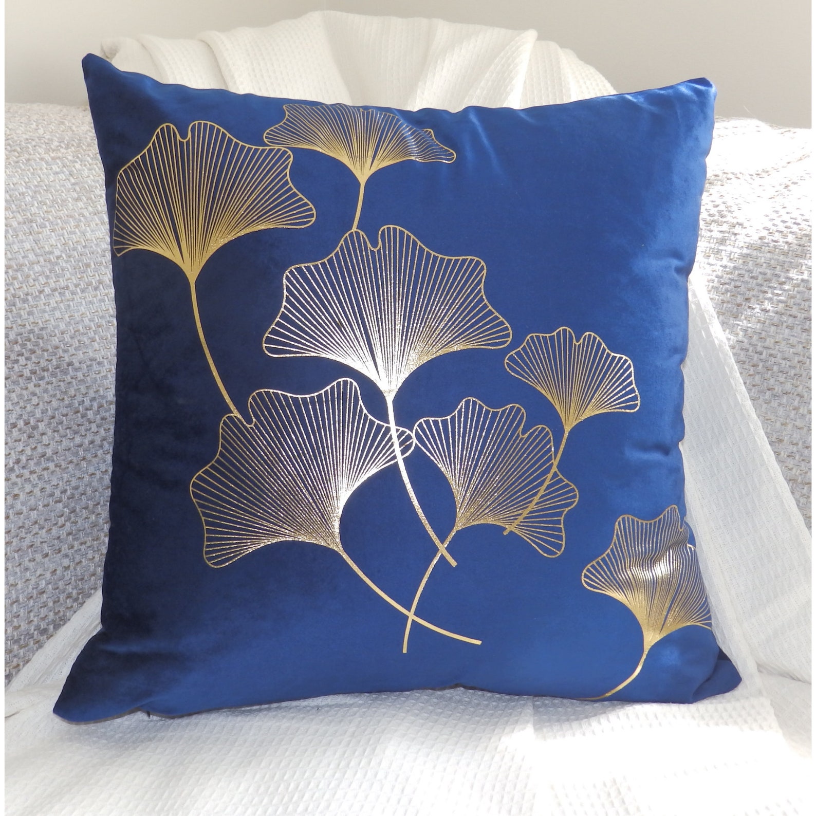 Art Deco Cushion Covers 18x18 Throw Pillow Covers Blue & Etsy UK