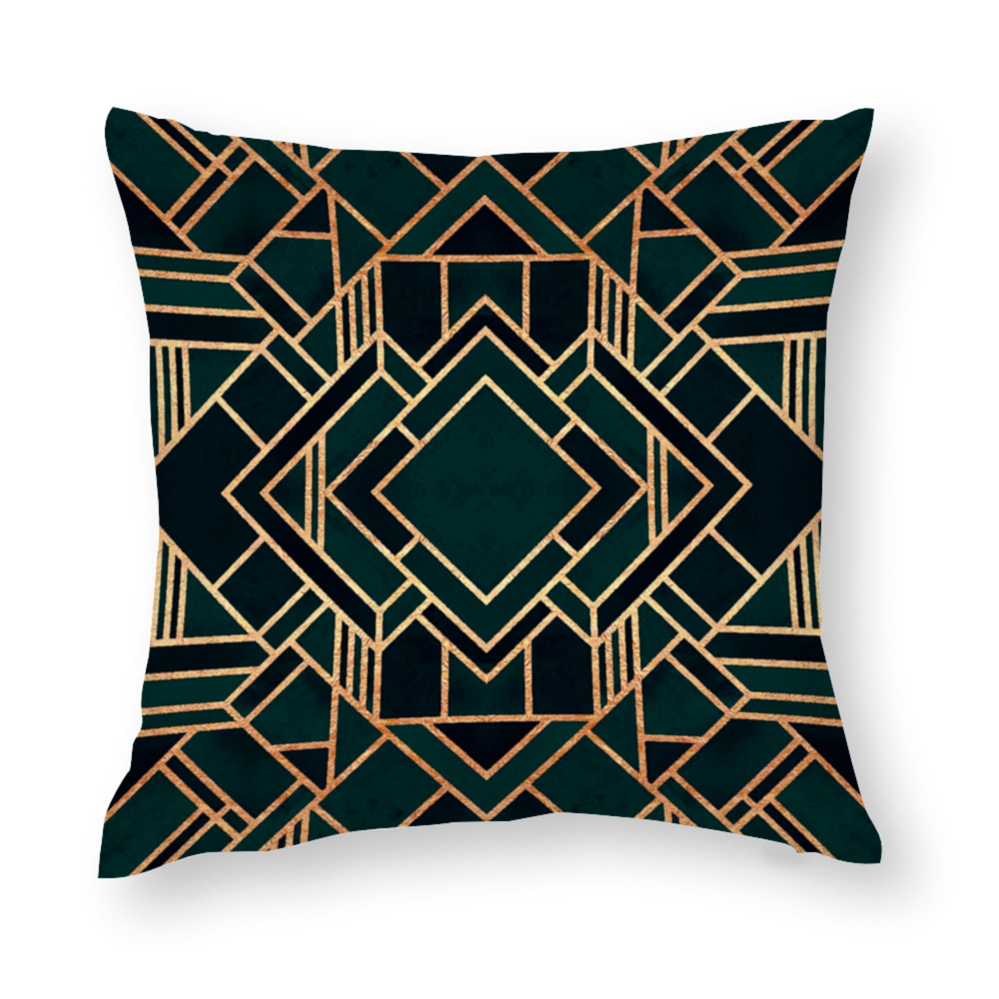 Green & Gold Geometric Pillow Covers Art Deco Cushion Covers Etsy UK