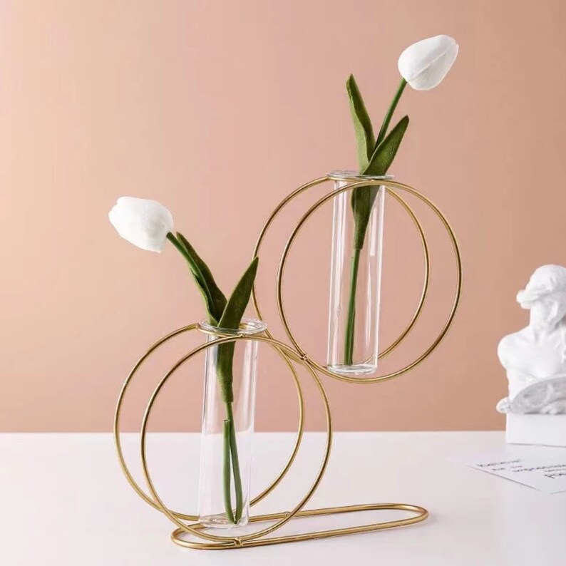 Hydroponic Vases UK Propagation Gold Metal Wire Vase Etsy