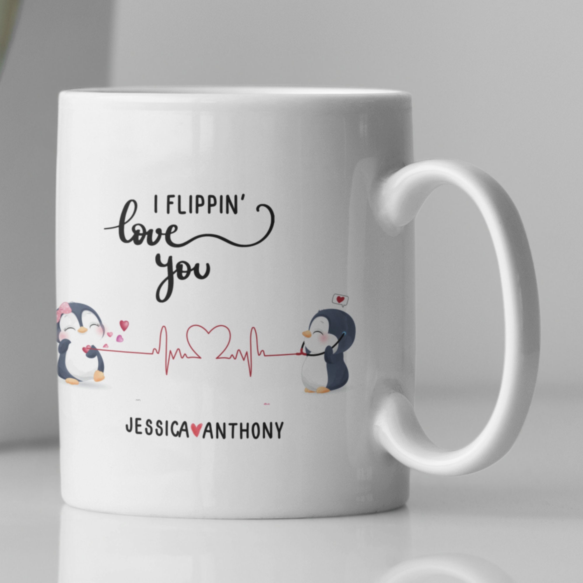 I Love You A Lottle - Cute Penguin Lovers Mug, Christmas gift for boyfriend  or girlfriend